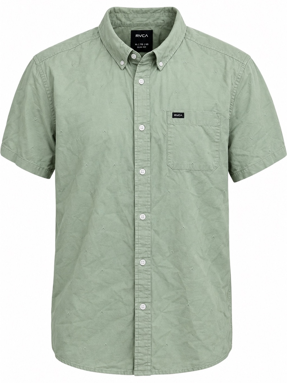 NWT RVCA That’ll Do Dobby SS Men’s XL Slim Fit Short Sleeve Shirt Green